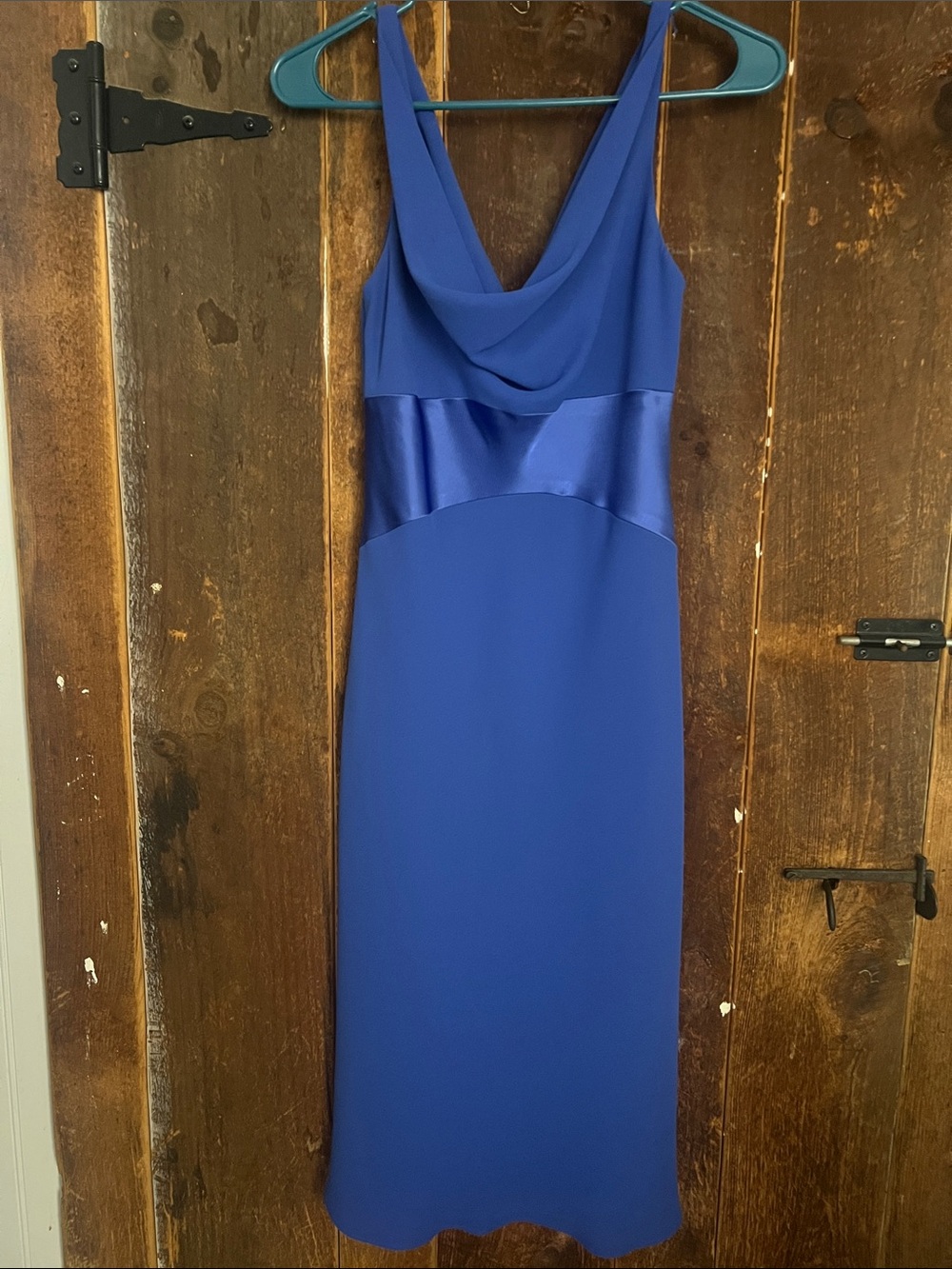Jones New York Cobalt Blue Cowl Neck Midi Dress